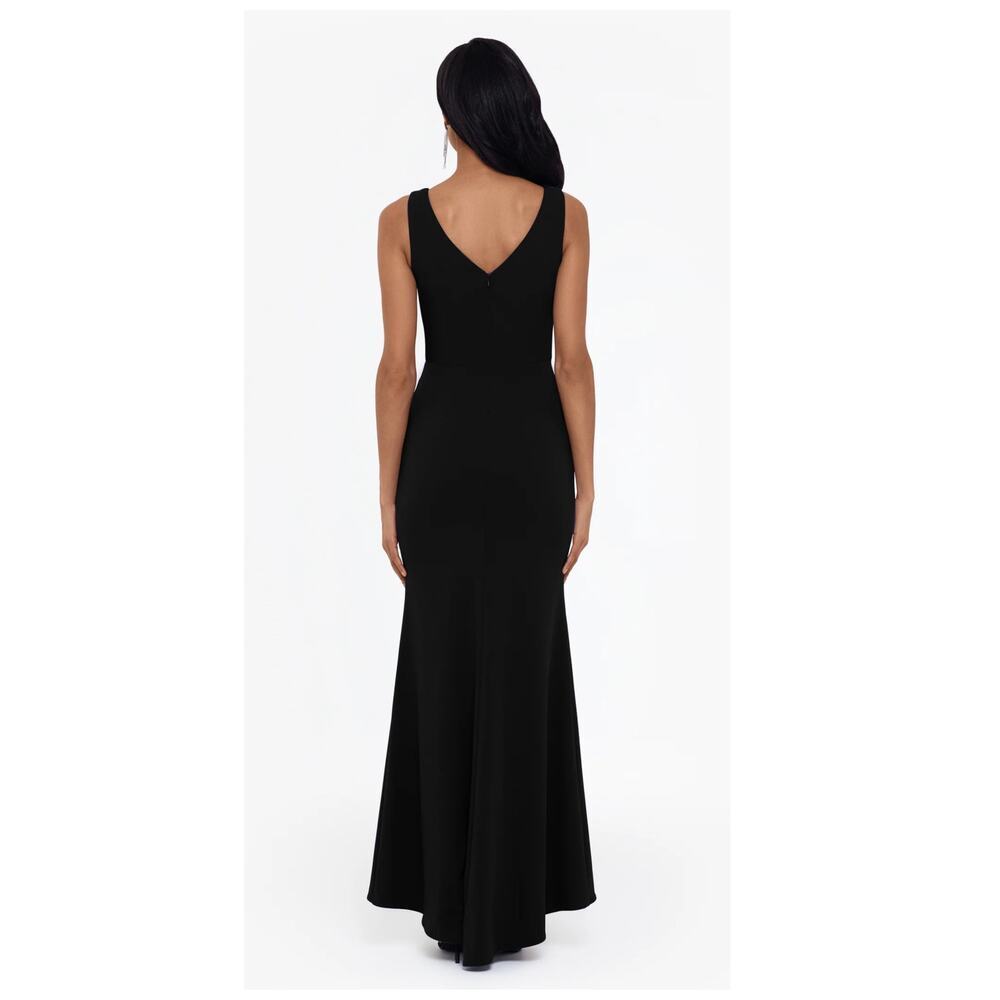 NEW Betsy & Adam Christine Scuba Crepe Ruffle Bow Trumpet Gown Size 14 - Picture 2 of 10